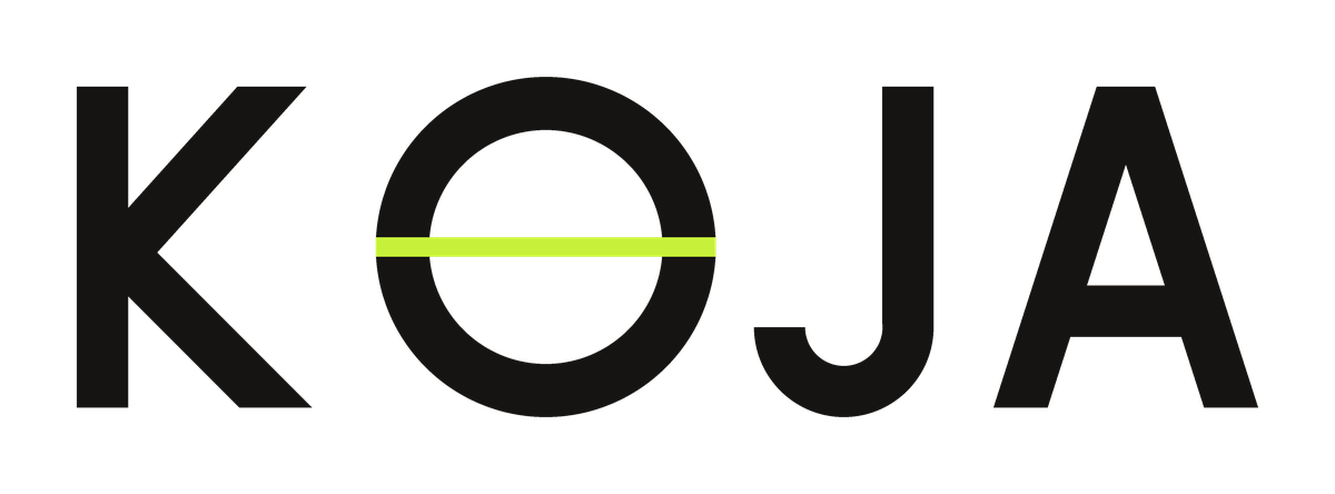 KOJA wordmark in sumi ink on a transparent background