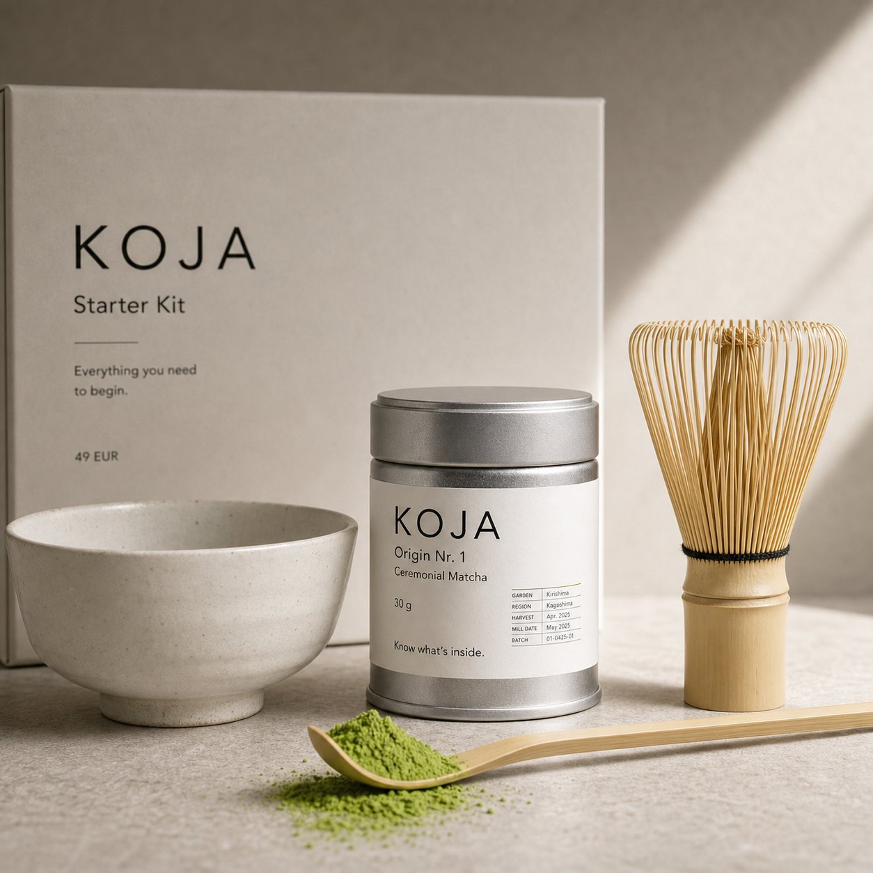 KOJA Matcha Starter Kit mit Dose, Chasen und Schale